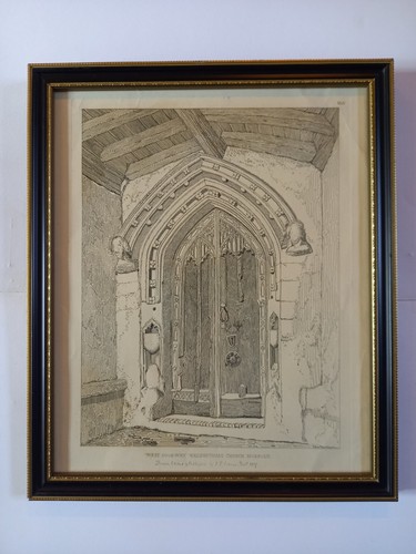 Framed engraving west - engraving, door-way