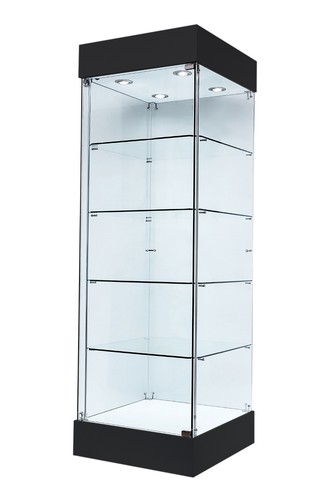 Black glass frameless tower - black,