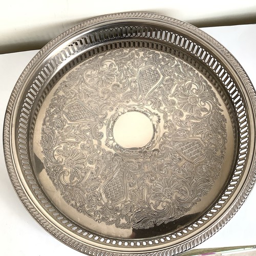 Round galleried silver - round, plated