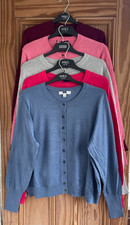 Ex M&S Collection New Crew Neck Button Cardigan Top Pink Blue Grey Size 6 - 18