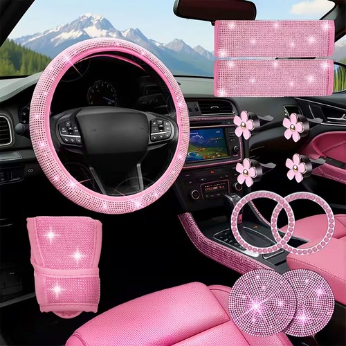 13pcs luxury bling pink car - luxury,