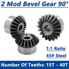 Bevel Gears 2 Mod 16-30 Teeth Transmission 90 Degree Bevels 2:1 Ratio 45# Steel