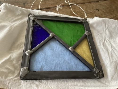 Glass plaque handmade square - glass,