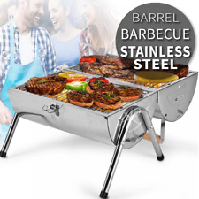 BBQ Grill Portable Folding Stainless Steel Barrel Barbecue Camping Garden Party
