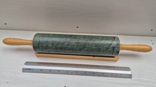 Vintage Green Marble Rolling Pin And Stand. Marble 24cm Long/Overall Length 43cm