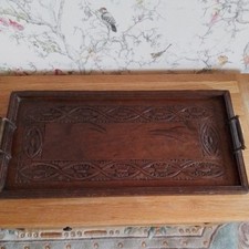 Antique Oak Carved Serving