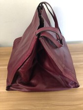 ZARA Extra Large Burgundy Leather Tote Shopper Bag