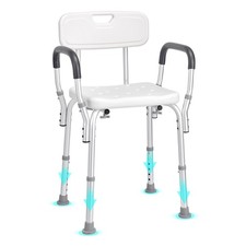 Shower Chair Bath Bench Seat Stool with Back Arms Adjustable Height 350lbs