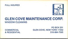 Glen Cove Maintenance Corp New York Window Cleaning Vintage Business Card