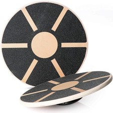 Wooden Non-Slip Wobble Board Balance Training Exercise Rehabilitation Fitness UK