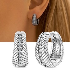 PANDACH 925 Sterling Silver Tiny Vintage Woven Hoop Earrings For Women Hoops New