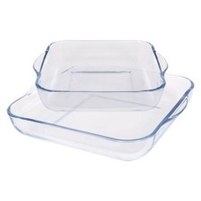 Square Glass Oven Dish Baking Roasting Casserole Cooking Tray Choice of 2 Sizes