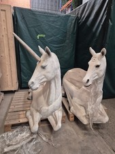 LIFE SIZE HORSE  UNICORN GARDEN OR INDOOR  RESIN 2 SEAT BENCH STATUE PRINCESS 
