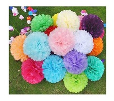 Tissue Paper Pom Poms Paper Flowers for Wedding, Birthday Party Decor 8 inches