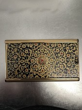 Vintage Stratton Cased handbag Folding Brush with enamel flowers decoration