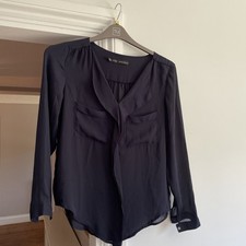Zara Basic Navy Frill Blouse