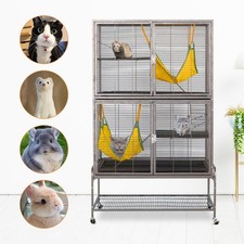 Large 2 Tier Metal Portable Rolling Pet Small Animal Cage Playpen Pet Ferret Cat