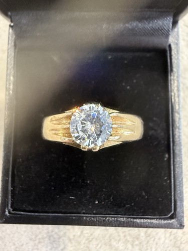 9ct gold men solitaire - gold,