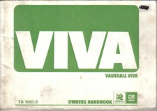 Vauxhall Viva HC 1256 1800 2300 De Luxe SL 1972-73 Original UK Owner's Handbook