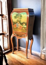 French Style Drinks Cabinet With Ormolu, Marble & Painted Decoration