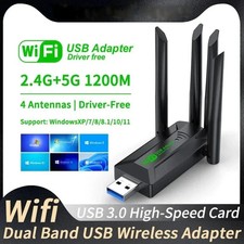 1800Mbps Dual Band USB WiFi Dongle 2.4G/5G Wireless Adapter with Powerful Antenn