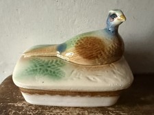 Vintage Ceramic Pheasant Shape Dish With Lid Butter Cheese Dish Casserole Bird