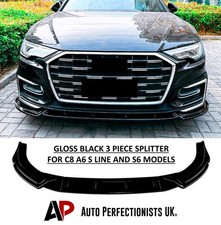 Audi A6 S6 S Line C8 Gloss Black Front Splitter Spoiler Lip Body Kit 2018+