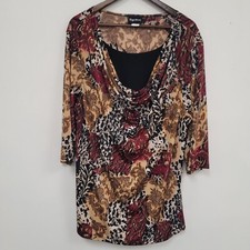 Maggie Barns Womens Cowl Neck Layered Top Size 1X Stretch Mature Church Artsy