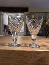 2 Crystal Glass Sherry Glasses Approx 10cm Tall by 6cm Diameter Vintage