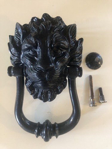 Vintage cast iron lion door - iron,