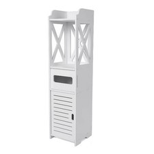 80 cm Bathroom Cabinet with Toilet Paper Holder Tall Cabinet WC Corner Cabinet