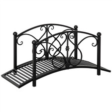 Garden Bridge Black Steel 40.25"L x 18.5"W x 19.75"H Vintage Curved Floral Rail