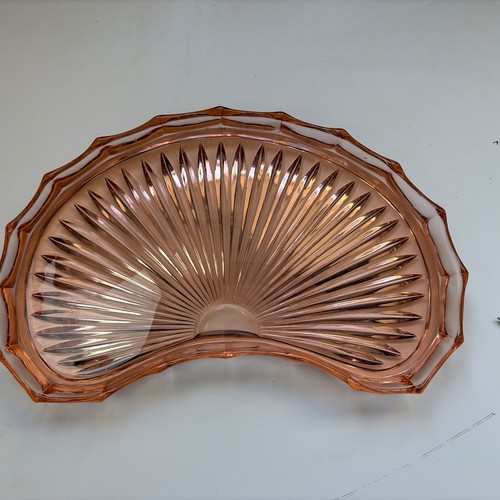 Peach pink glass kidney vanity - glass,