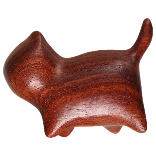 Brown wooden kitten sculpture - brown,
