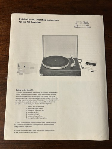Acoustic research turntable - research, ar