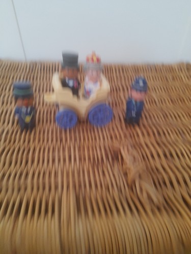 Happyland figures and carriage - and,