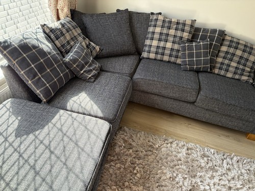 Grey fabric corner sofa with - grey,