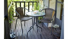 Tasmania Rattan Effect Patio/Balcony Set - Brown Bistro Table & 2 Chairs Set