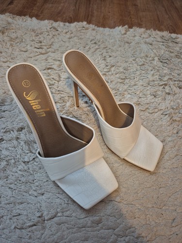 Ladies white sheln high - white, heeled