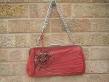 ORIANO RED LEATHER BAG WITH ZIP DETAIL & CHAIN STRAP NWT RRP 45EUROS
