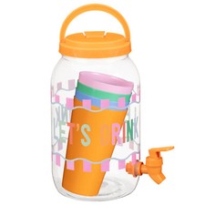 5pcs Portable Orange Drinks Dispenser & Cup Set For Party Drinks Soft Drink 3.8L