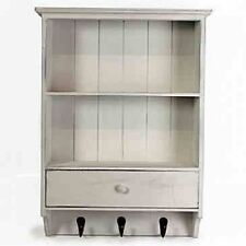 WOODEN FRENCH VINTAGE SHELF UNIT WITH DRAWER SHABBY CHIC WALL STORAGE UNIT WHITE