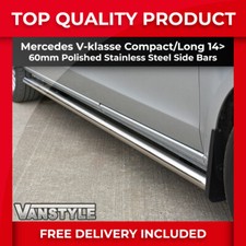 FITS MERCEDES V-KLASSE W447 COMPACT & LONG POLISHED STAINLESS STEEL SIDE BARS