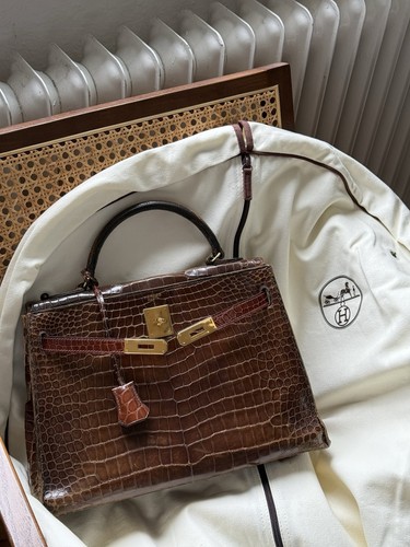 Hermes kelly shiny croc - kelly,