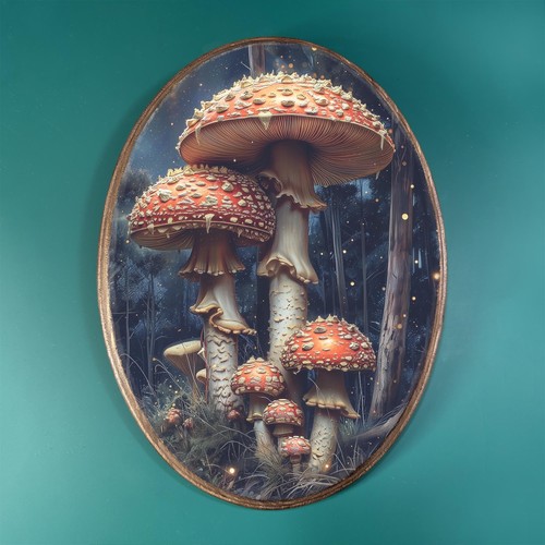 Red mushroom fairy forest - red,