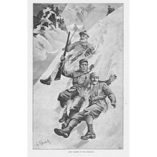 HIND DEER STALKING in the Highlands - Antique Print 1892