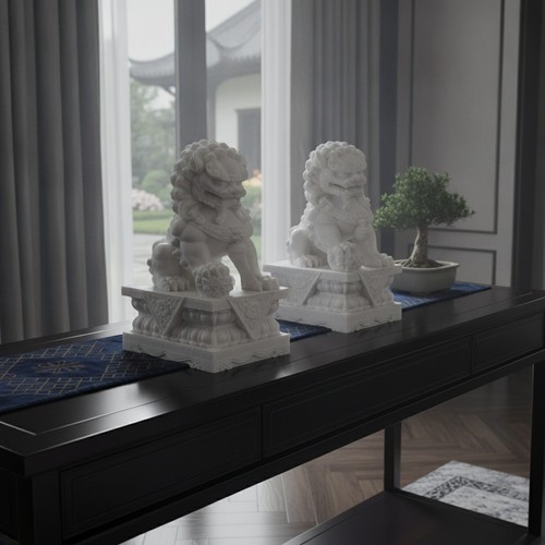 Large foo dogs statues - large, pair