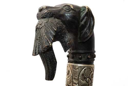 Vintage bronze dog - dog, head
