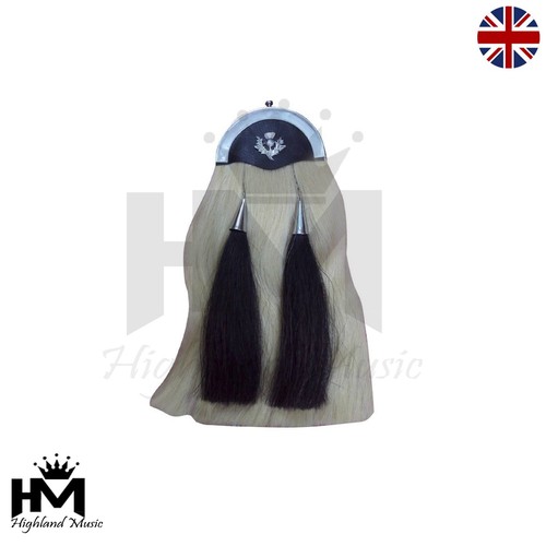 White horse hair kilt sporran - white,