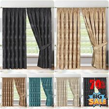 New Fully Lined Jacquard Curtains Pencil Pleat Ready Made Luxury Floral Curtains